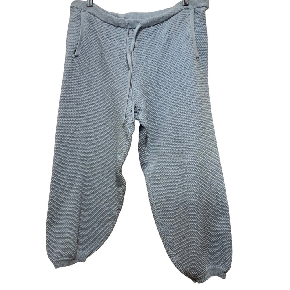 American Eagle Light Blue Popcorn Knit Jogger Pants Drawstring Lounge Women L